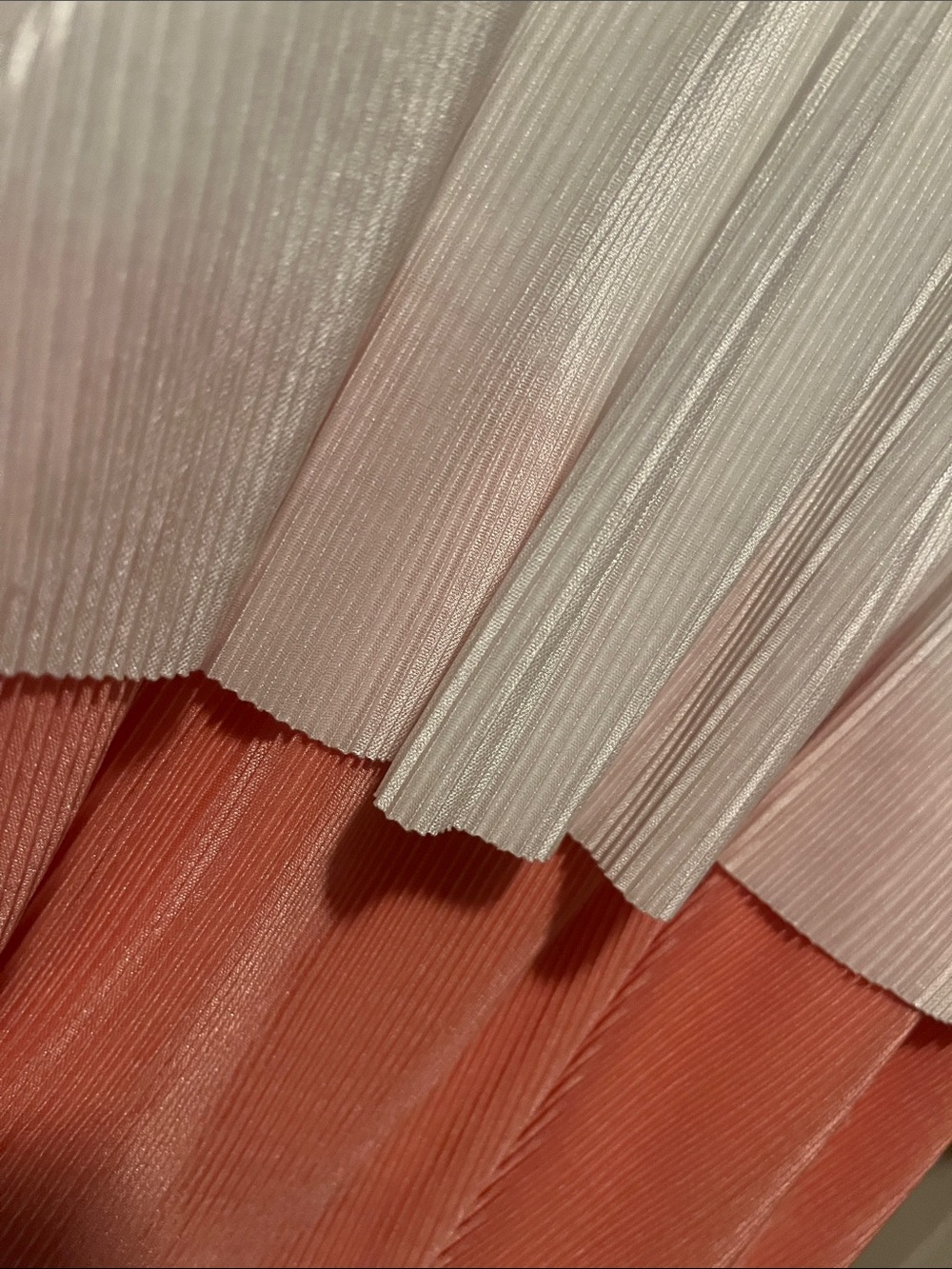 Sleeveless Tiered Pleated Blouse in White, Coral & Pink - Picture 3 of 3
